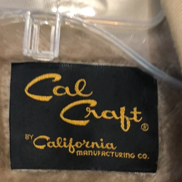 1970s Vintage Cal Craft coat Men's Large L camel tan button front LIKE NEW khaki - Picture 7 of 12